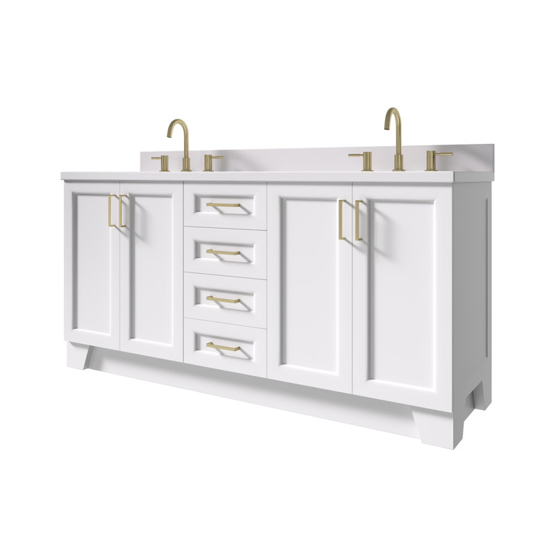 73 IN.  Single Bathroom Vanity, White, Rectangular,  White Quartz