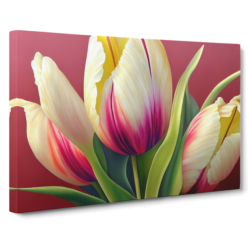 Dazzling Tulip Flowers - Wrapped Canvas Print, 35cm H x 50cm W x 3cm D