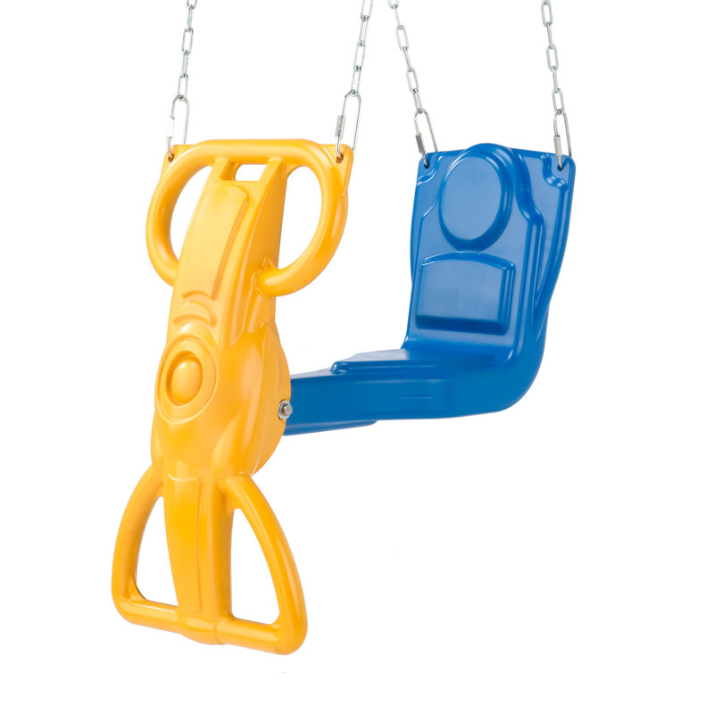 Balançoire à 1 personne avec chaînes et crochets Wind Rider, bleu et jaune