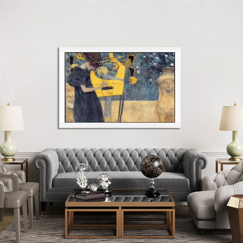 Musik I 1895 by Gustav Klimt - Wrapped Canvas Painting, 101.6 cm H x 66.04 cm W, White Framed Canvas