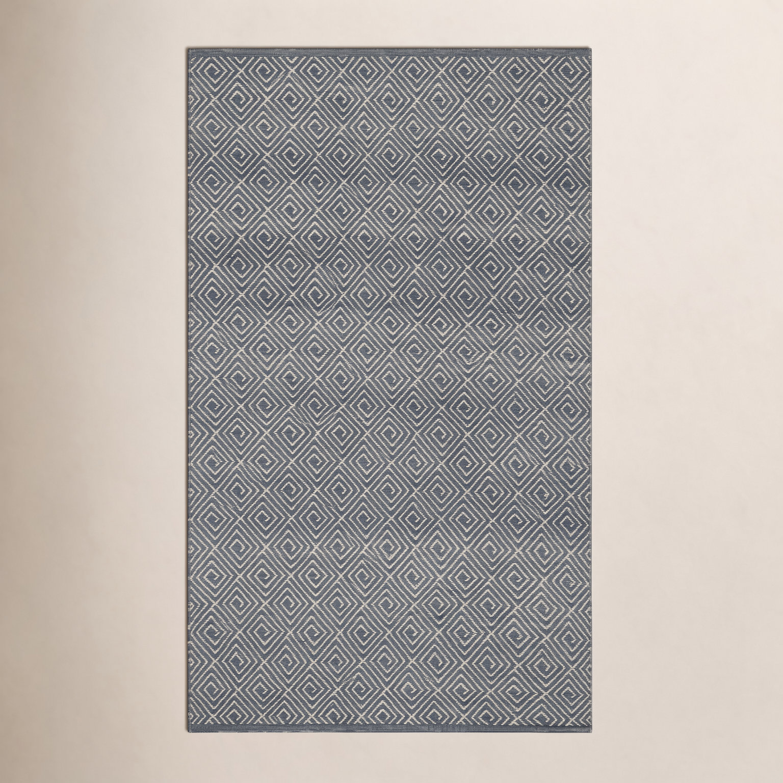 Grey Ivory Hand-Woven Geometric Wool Rug, Rectangle 6' x 9'