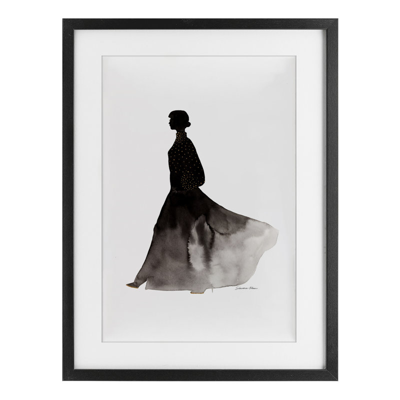 Couvert d'une silhouette dorée, reproduction encadrée sous verre, conception de Simone Elum, Cadre noir minuit