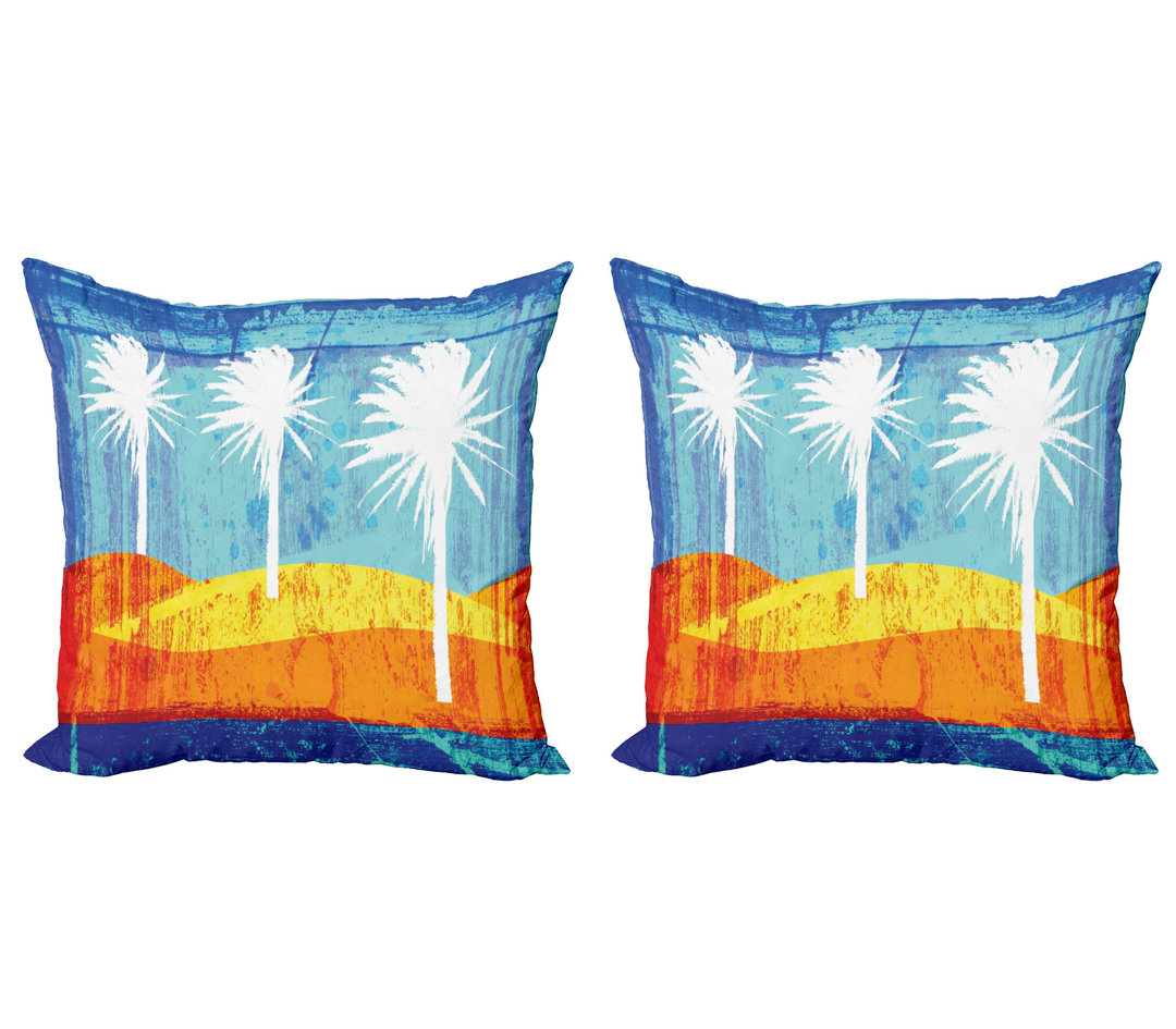 Dekokissen Kissenbezug, Tropic Beach Palms, Abstrakt, Orange Blau Weiß