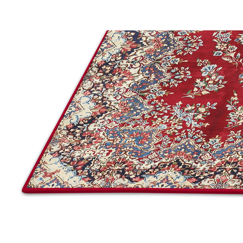 Tapis décoratif en laine rouge/beige Humera, Rectangle 7 pi x 10 pi