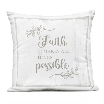 Faith Makes Things Possible Outdoor Printed Pillow, design by Natalie Carpentieri