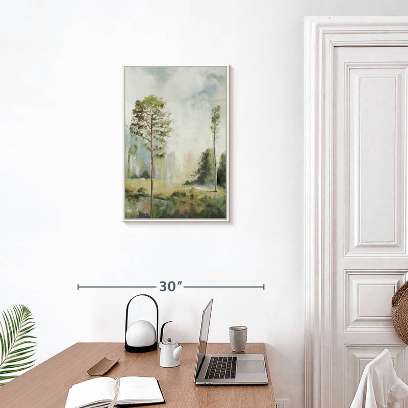 Hauts arbres verts I, 17 po x 25 po, Floating Frame White