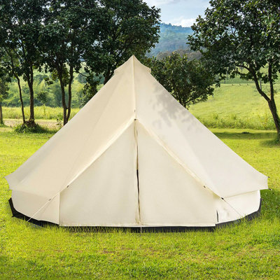 16.5' Large Family Tent For 10 Persons - Waterproof Four Season Teepee Bell Tent, Spacious Mongolian Style Camping Tent With Mesh Windows