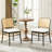 Modern Upholstered Faux Leather Side Dining Chair with Cane Rattan Back-753274499-753274508