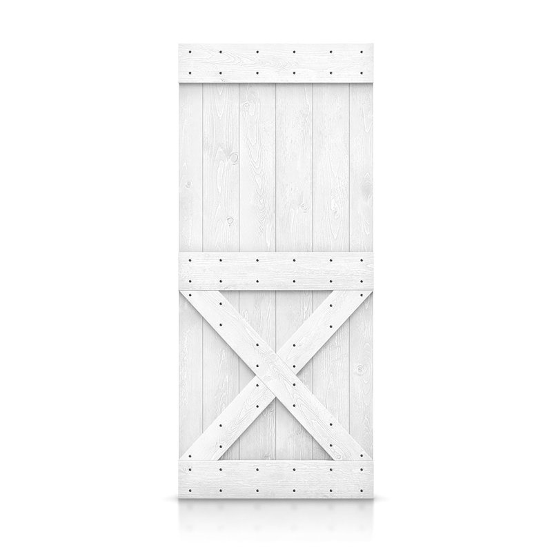 Porte de grange peinte peinte en bois à panneau sans installation de quincaillerie d’installation, 38 po x 84 po, Crème clair