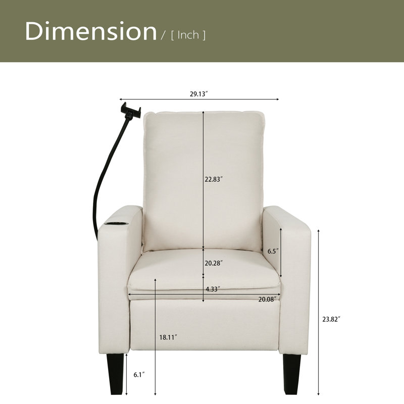 Recliner Chairs For Adults, Adjustable Recliner Sofa With Mobile Phone Holder & Cup Holder, Modern Reclining Chairs Fabric Push Back Recliner Chairs For Living Room, Bedroom