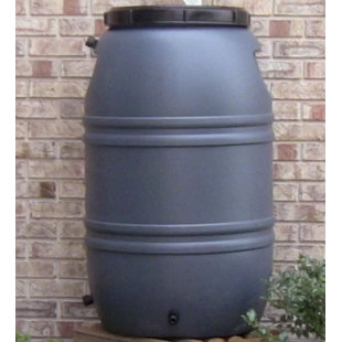 UpCycle Products 55 Gallons Weather Resistant Plastic Drainable Dual Overflow Rain Barrel
