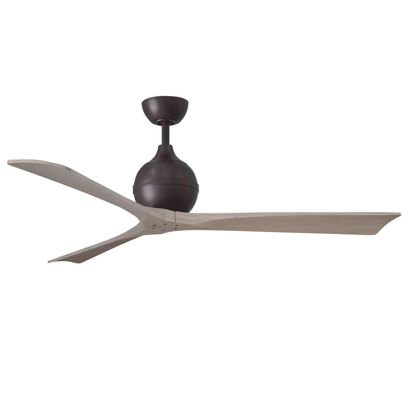 Ventilateur de plafond à 3 pales Irene, Bronze texturé, L 60 po, Ton bois de frêne gris