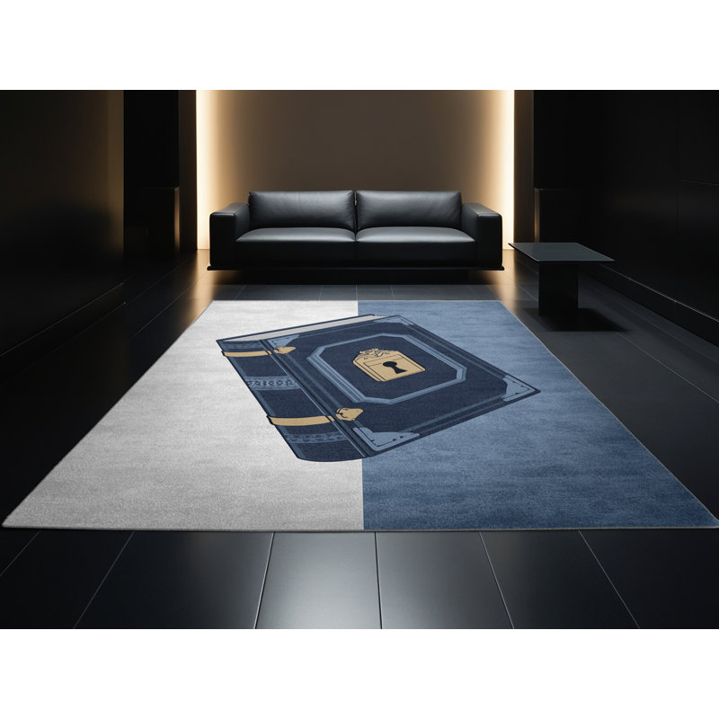 Tapis bleu lavable à la machine Paizley Book, 4 x 6