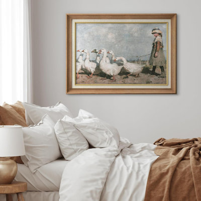 Little Girl Goose Flock Animals, impression sur papier