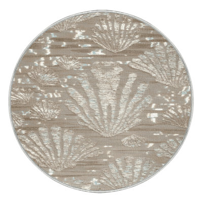 Washable Mother of Pearl Shimmer Coastal Area Rug
