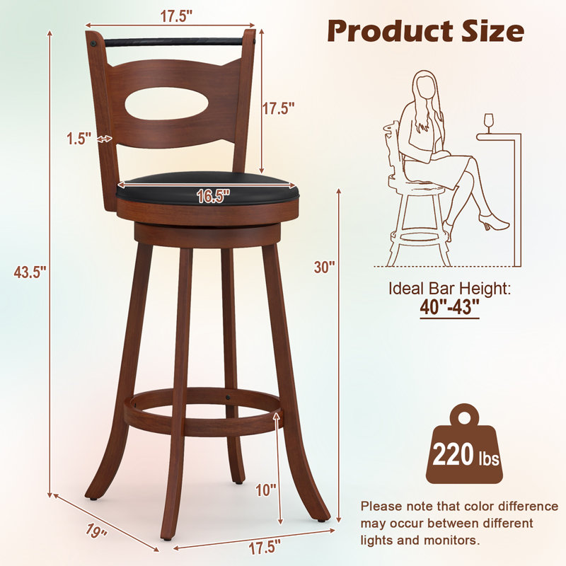 Tabouret de bar et de comptoir pivotant, Tabouret de bar (siège d'une hauteur de 29 po)