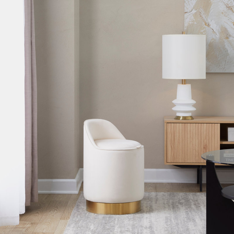 Tabouret de coiffeuse avec pivot, Cream/Gold