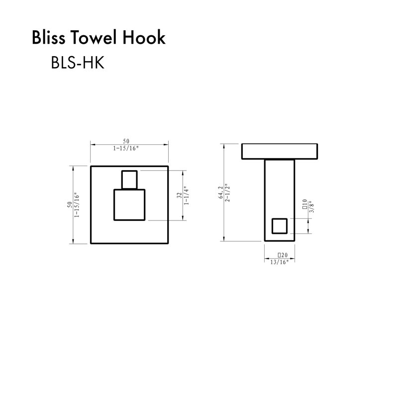 Bliss Wall Mounted Towel Hook, Chrome