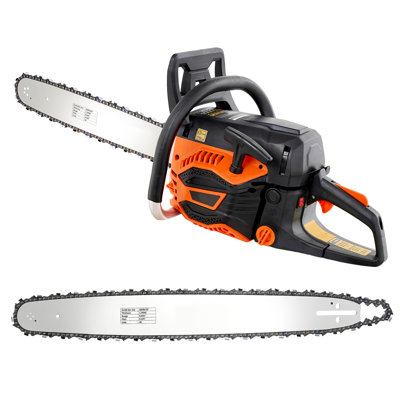 Gas-Powered Chainsaw 20 & 22 Inch, 62CC 3.8HP 2-Stroke Engine for Cutting Wood, Trimming Trees, and Clearing Land, Features Throttle-Synced Choke, Comfortable Grip, and Dual Tank Design