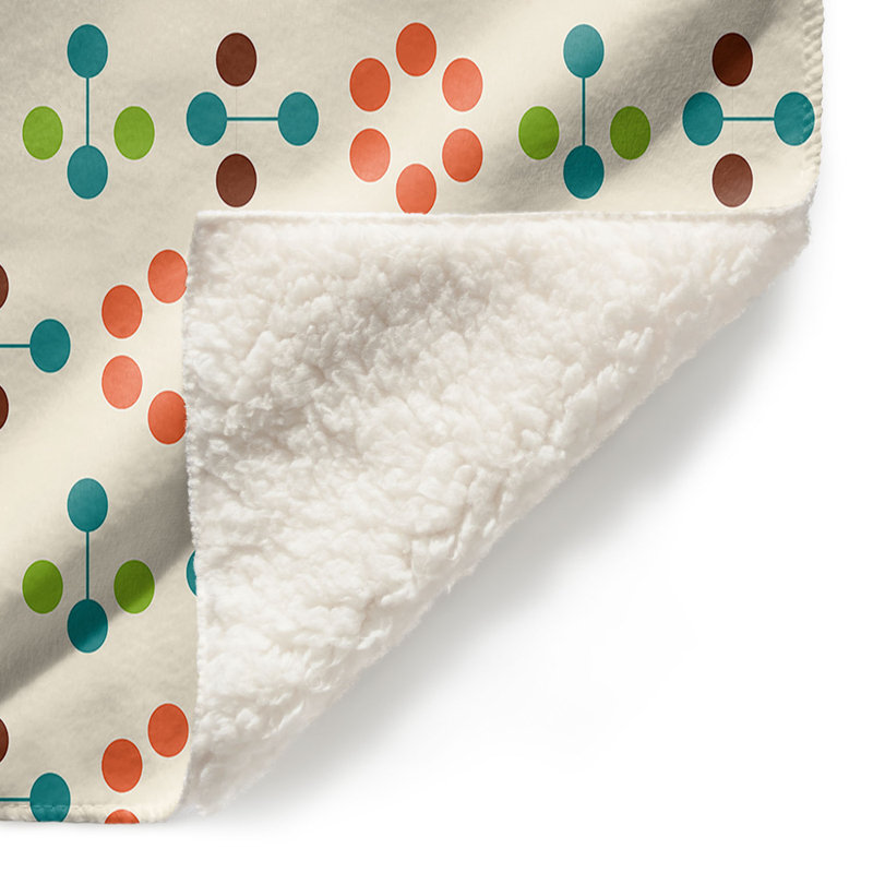 Couverture fleur Mid-Century, 51 po x 60 po, Orange