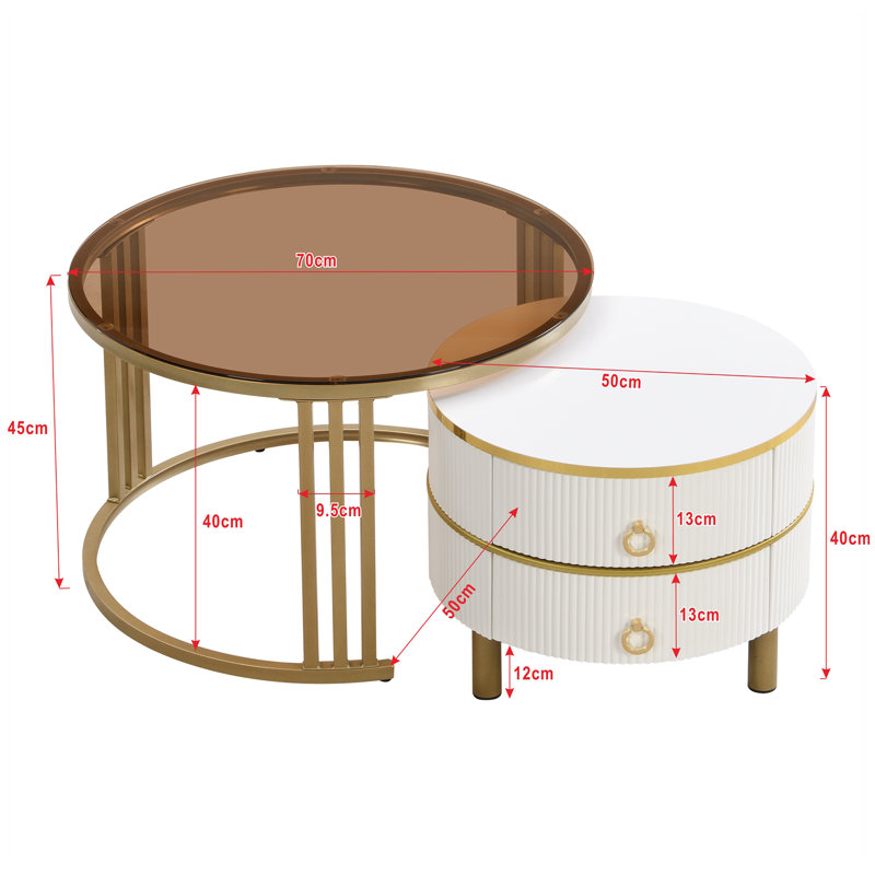 Coffee Table with Storage, White