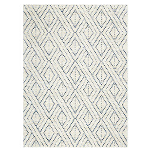 Lillian Lillian August Tiara Lina Modern Geometric Area Rug, Ivory/Navy Blue