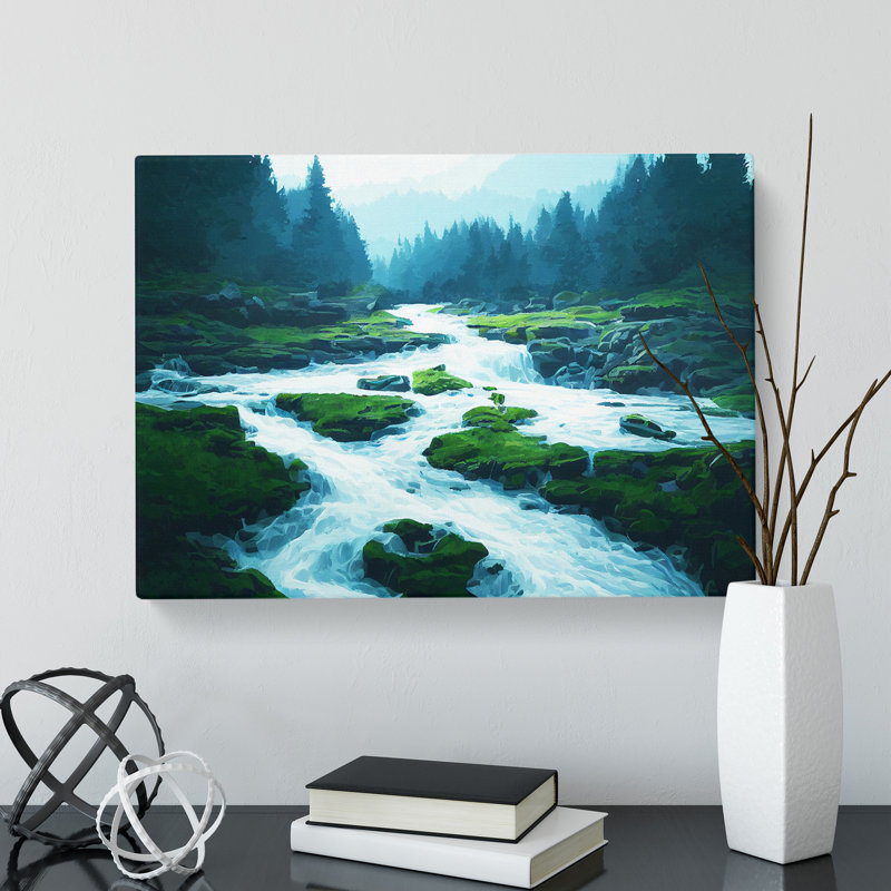 Captivating Forest Stream - Wrapped Canvas Print, 40cm H x 60cm W x 3cm D