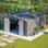 Remise de rangement extérieure en métal 12 x 14 pi, grande remise à outils de jardin avec portes doubles verrouillables, bâtiment de cour imperméable, patio, gris clair