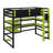 Modern Elevated Bed with Dedicated Workspace, Vertical Side Storage, Comprehensive Bookcase Shelving, and Adjustable RGB Illumination-896613100