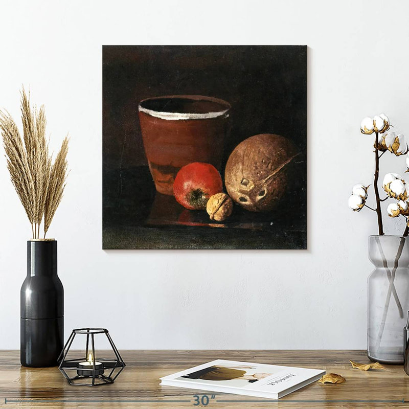 Pot à pomme, noyer et noix de coco, 16" H x 16" W