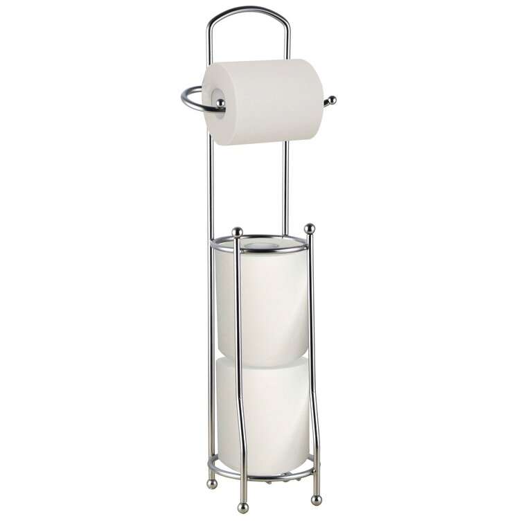 Free Standing Toilet Paper Holder With Shelf Floor Stand TP 