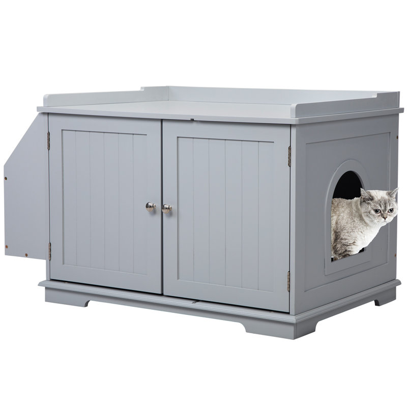Porte-revues blanc en MDF pour chat, gris