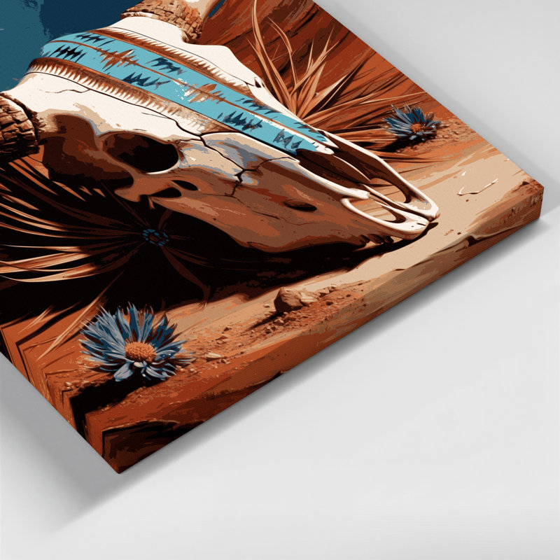 «Southwestern Animals Skull and Bones 48», art mural sur toile brune, H 32 po x l 32 po