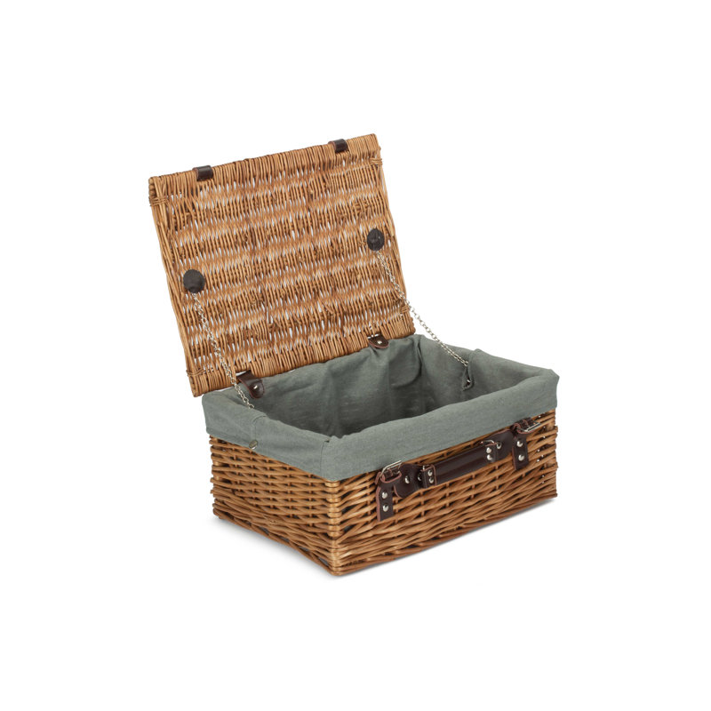 Wicker Basket with Lining, Double Steamed Hamper/Grey Lining