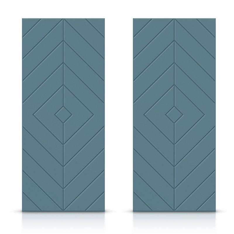 Panelled Manufactured Wood Double Sliding Closet Doors, Dignity Blue, 48" x 80"