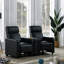 Console contemporaine noire capitonnée en forme de coin pour cinéma maison avec mousse à mémoire de forme et porte-gobelets intégrés, 60,6 cm (H) x 29,2 cm (L) x 69,3 cm (P), assise personnalisée, structure en pruche, Cool Two, hauteur 60,6 cm, style moderne