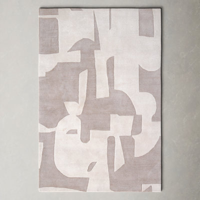 Handmade Abstract Taupe/ Cream Area Rug
