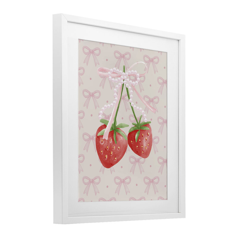 «Bows & Berries Strawberry», reproduction encadrée sous verre, conception de Jesse Keith, H 21 po x l 17 po