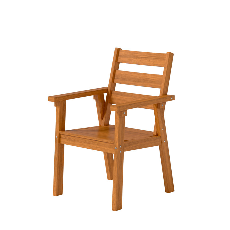 Ensemble de 2 fauteuils de salle à manger d'extérieur, chaises de patio d'aspect teck avec structure en aluminium