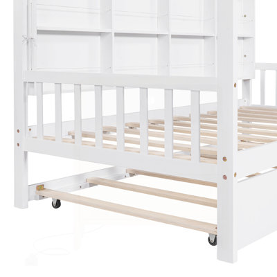 Wooden House Bed with Trundle
