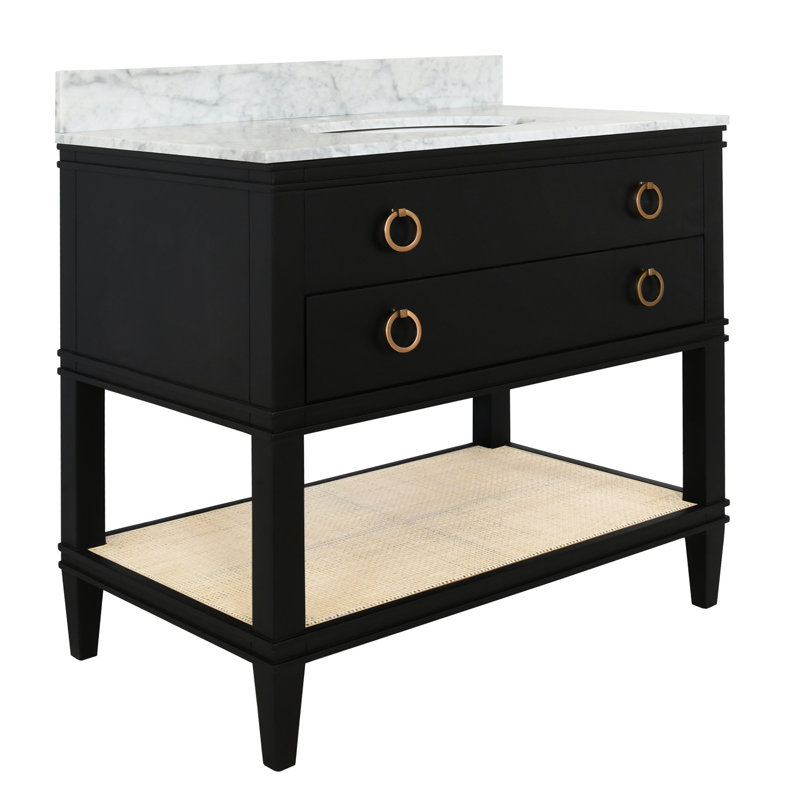 Cutler 36.5'' W Single Vanity, Matte Black/Ivory, 37"