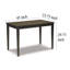Table de salle à manger Pim, plateau rectangulaire de 45 pouces, pieds fuselés brun foncé