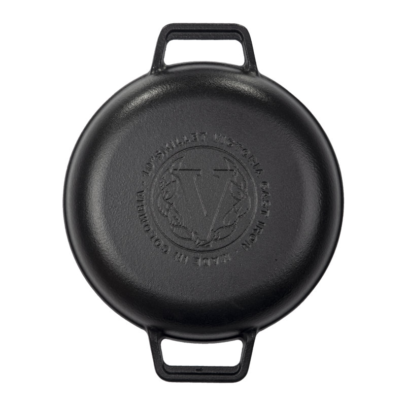Victoria Cast Iron 10 in. Grill Pan with Double Loop Handles, Seasoned