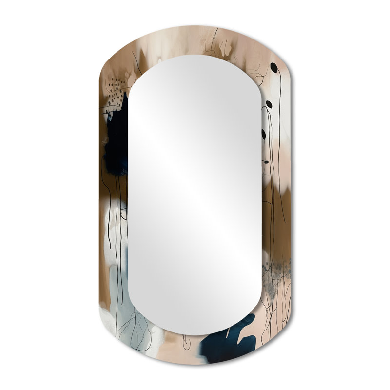 Blue Reflections II - Abstract Cylinder Large Wall Mirror, Modern Asymmetrical Unique Mirror, Printed Metal Art, 43" x 23"
