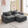 Arale 86'' Wide Comfy Cloud Couch Sectional Loveseat Sofa with Ottoman