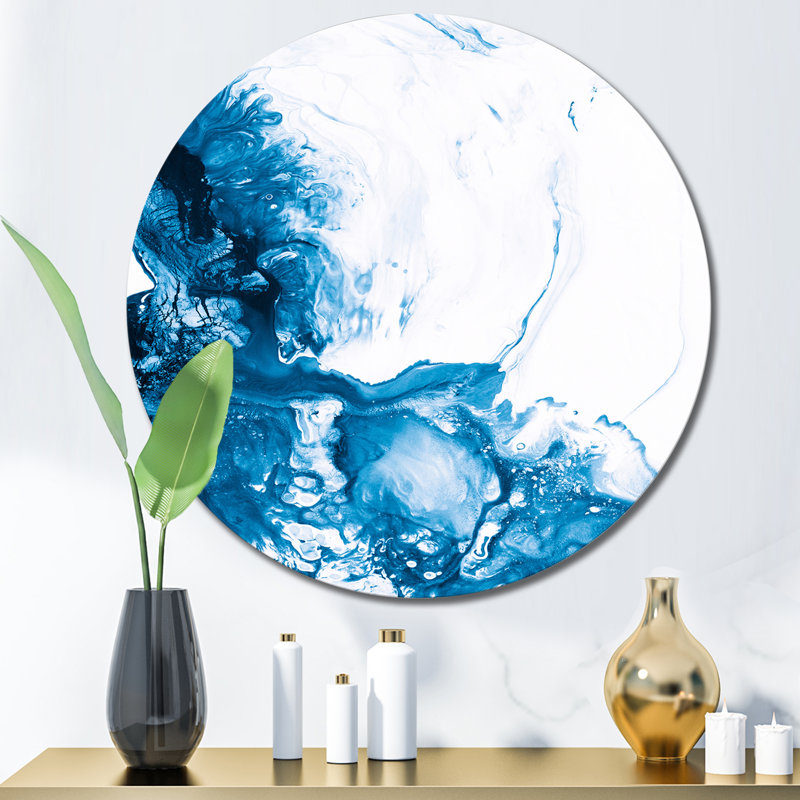 Art de marbre liquide bleu clair et blanc II, H 36 po x l 36 po