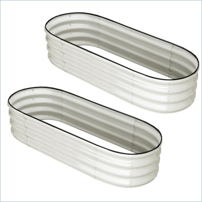 4.5x2x1 FT Oval Raised Garden Bed, 2 Pcs Galvanized Raised Beds for Outdoor, Planter Raised Boxes with Open-Ended Base,Large Metal Raised Planter Beds for Vegetables,Flowers,Tool-Free Assembly