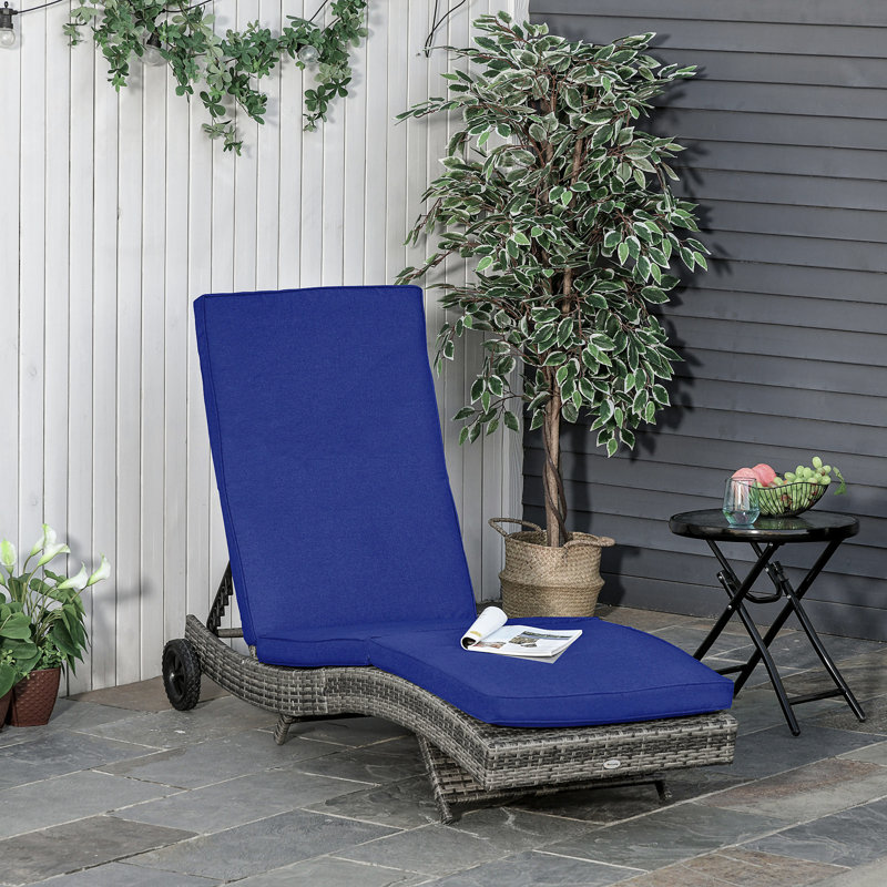 Outsunny Chaise Lounge Pool Chair, Gray, Blue