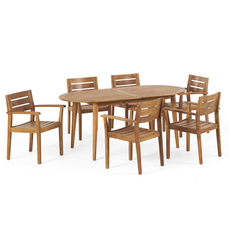 Ensemble de salle à manger rectangulaire pour 6 personnes 71 po Bluff, Teck