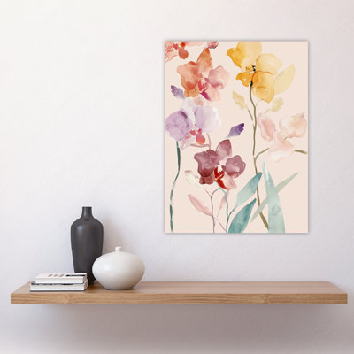 Abstract Orchid Flowers Watercolour Wall Art Print